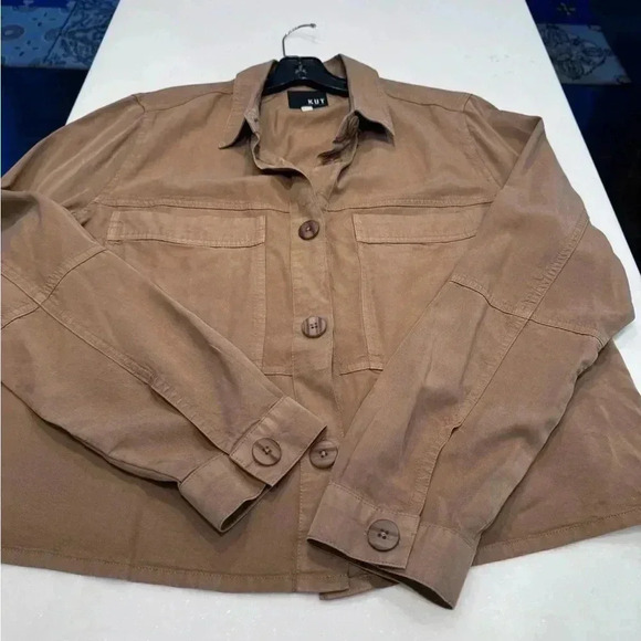 Kut From The Kloth Zinnia Shirt Patch Pocket Button Down Brown Size XL - Picture 6 of 8